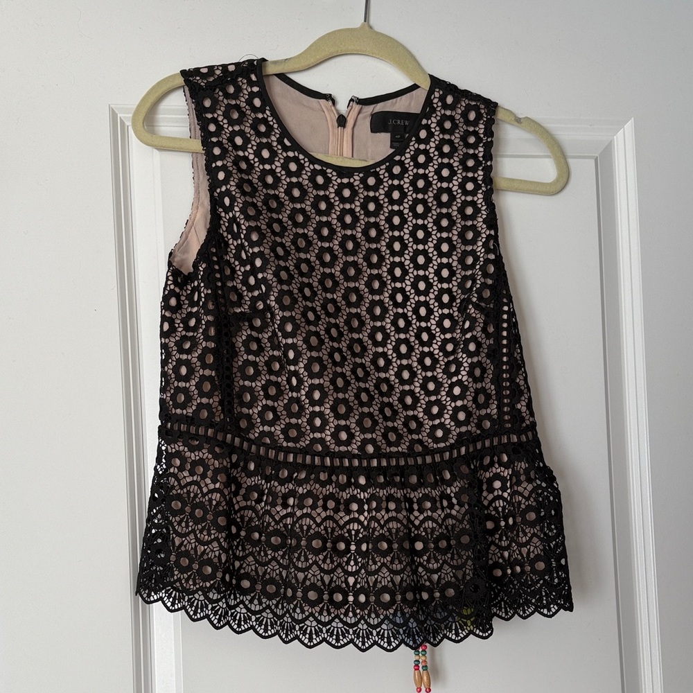 J. Crew Black Lace Sleeveless Blouse
